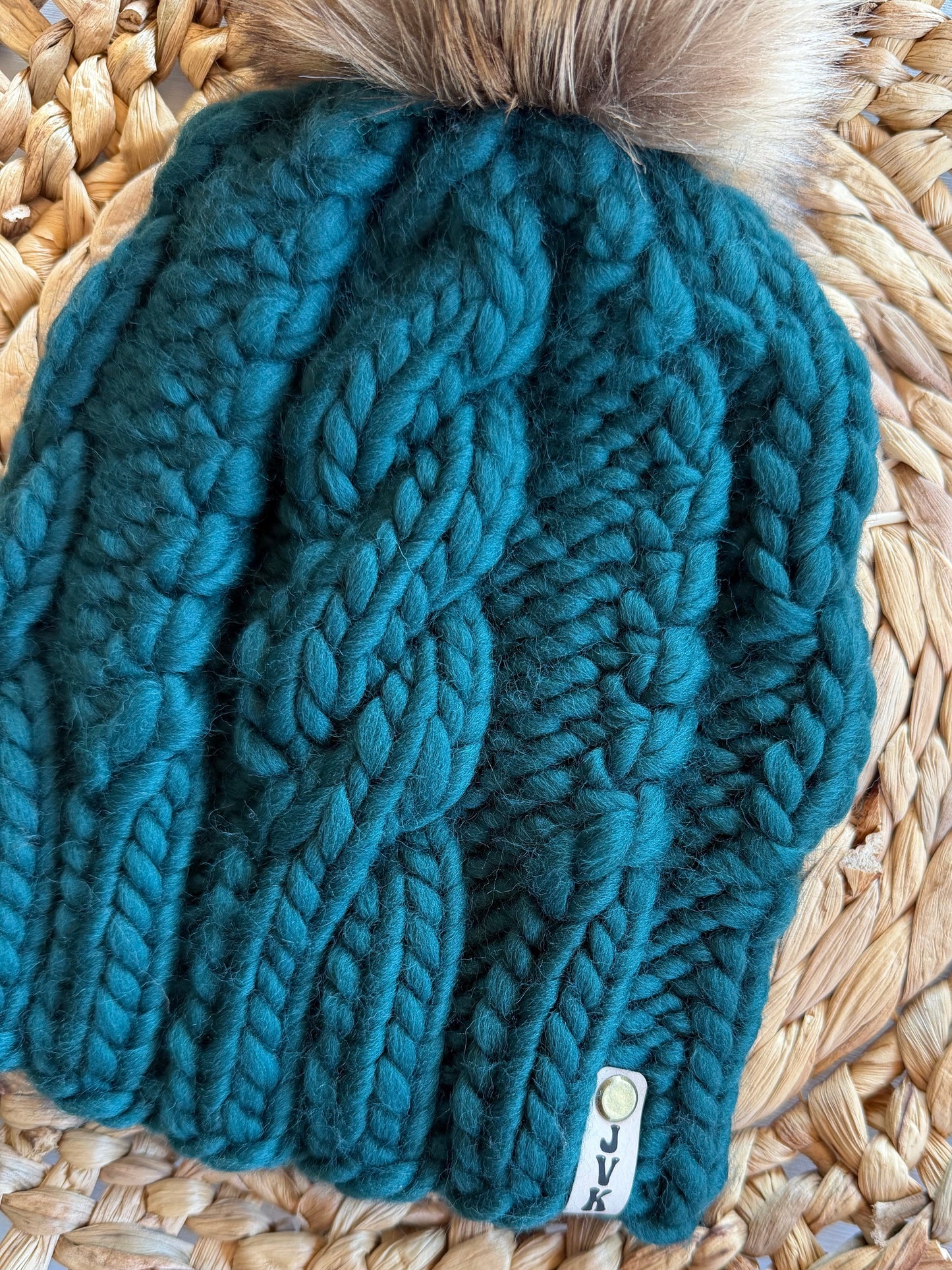 Cable Knit OG Wool Hat- FOREST