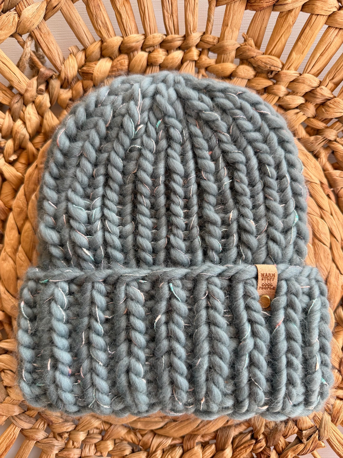 Chunky Double Brim Wool Beanie- LEAD