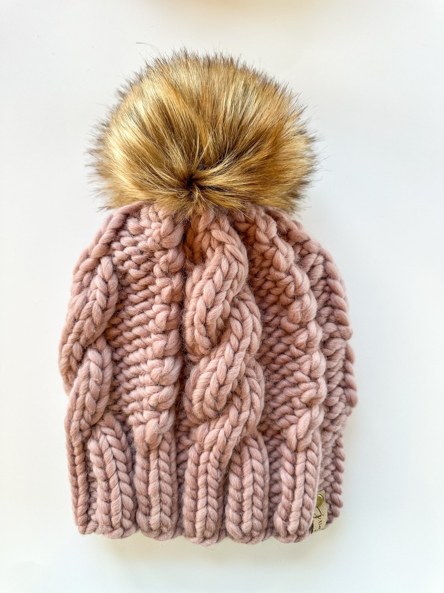 Cable Knit OG Wool Hat- MAUVE Ready to Ship