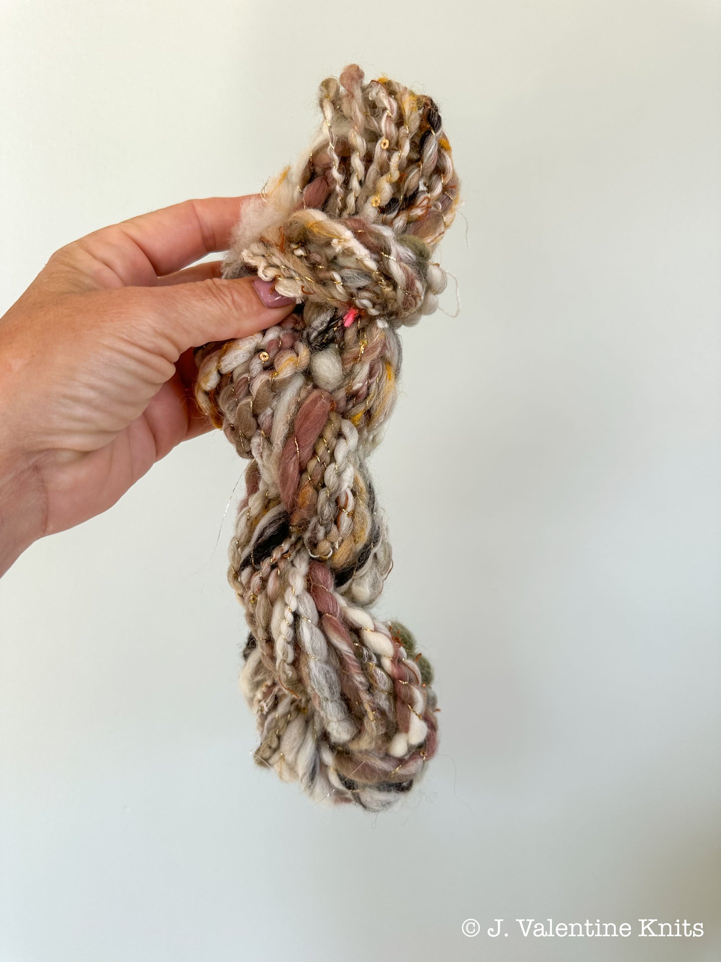 Handspun Art Yarn for Knitting Crocheting Weaving (Boho Taupe)