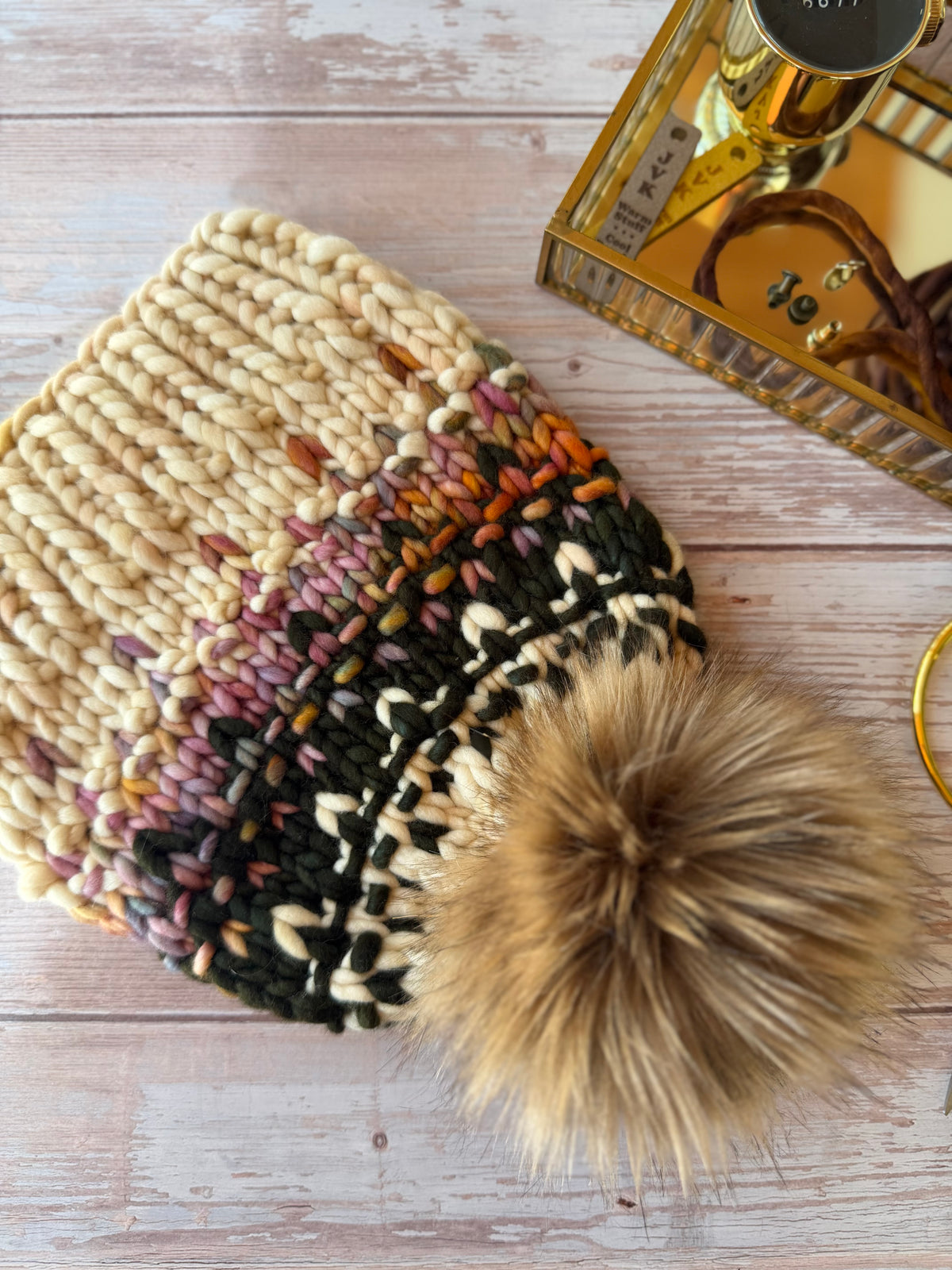 A Hand Knit Merino Wool Chunky Beanie