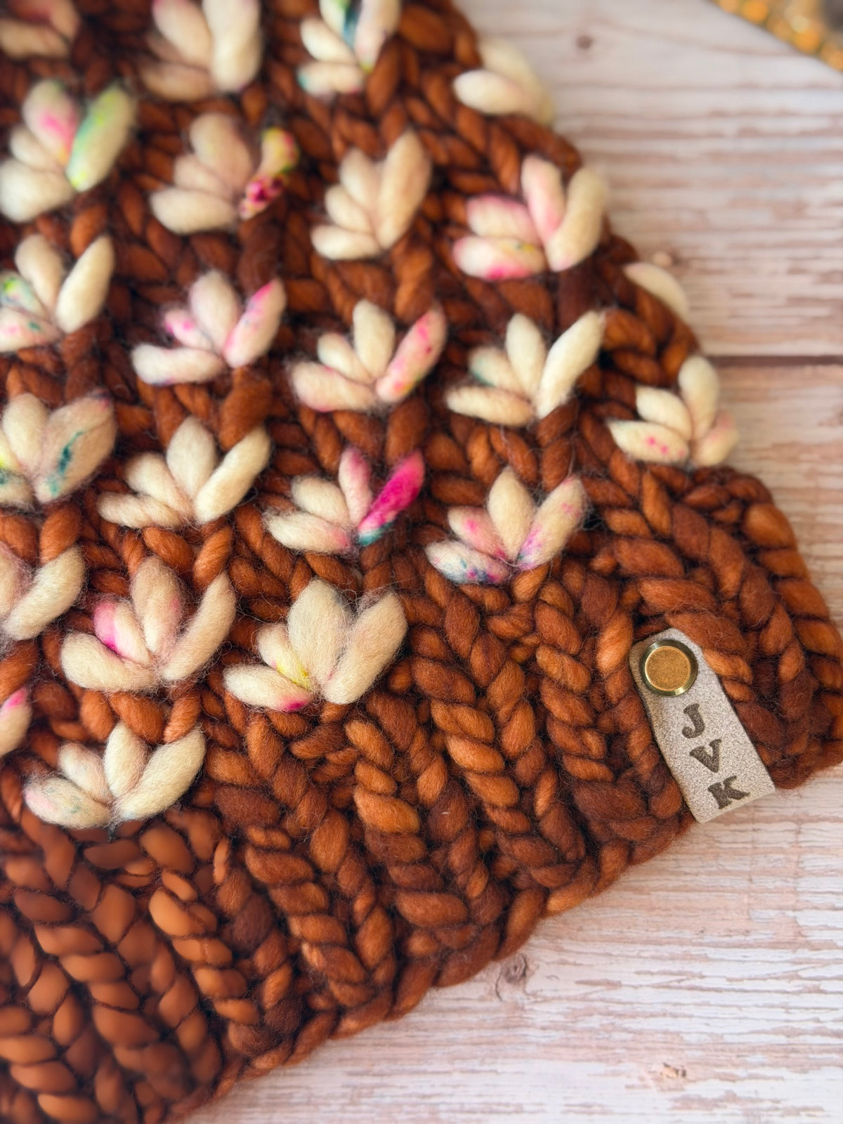 A Hand Knit Merino Wool Lotus Flower Beanie
