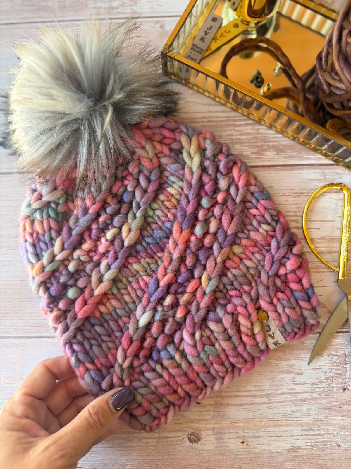 A Hand Knit Merino Wool Chunky Beanie
