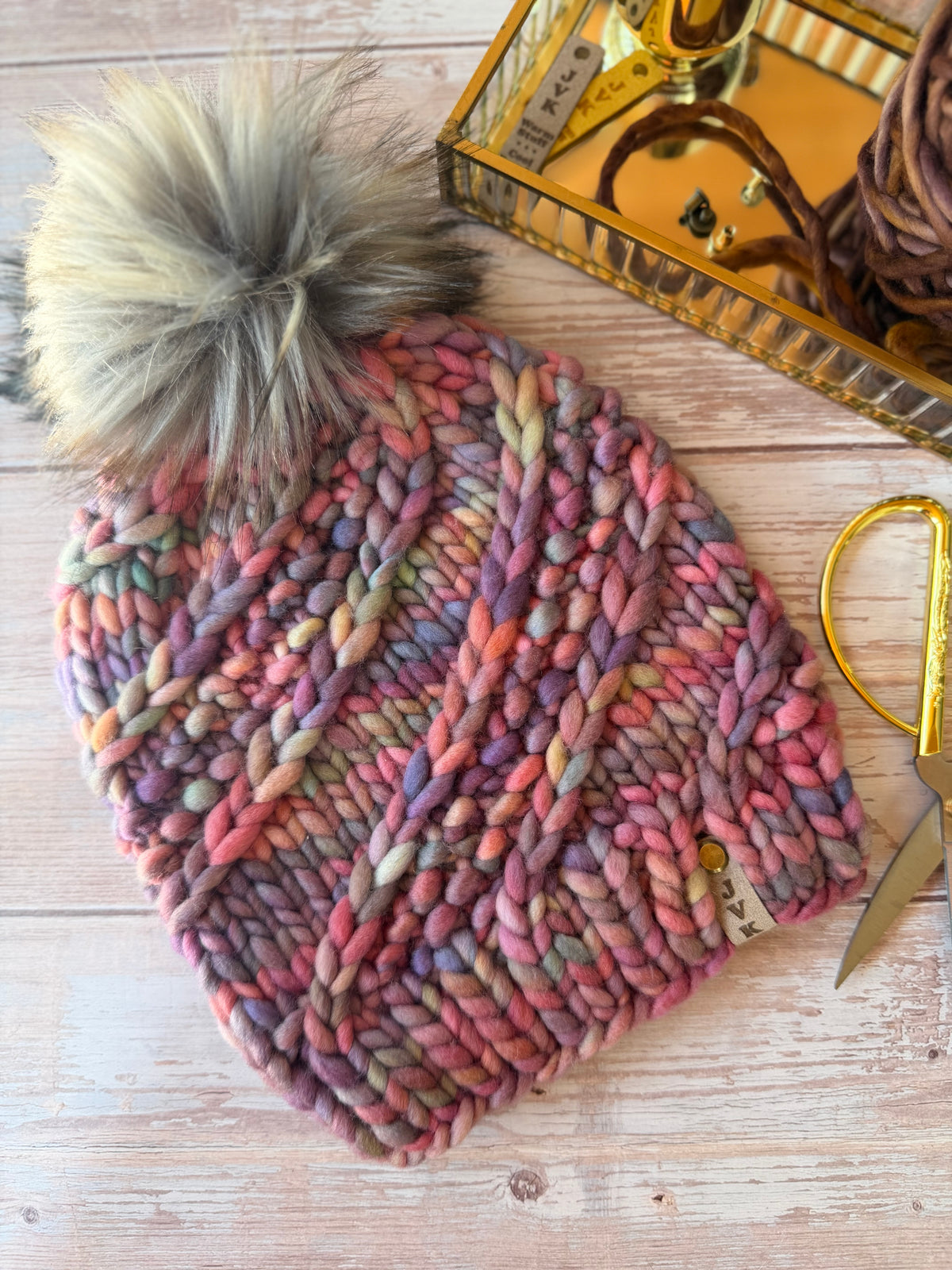A Hand Knit Merino Wool Chunky Beanie