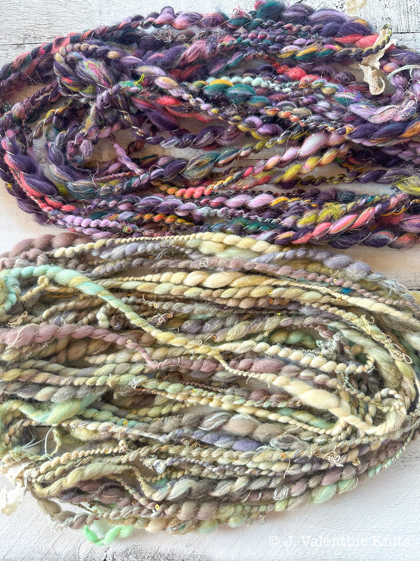 Handspun Art Yarn for Knitting Crocheting Weaving (Boho Lav)