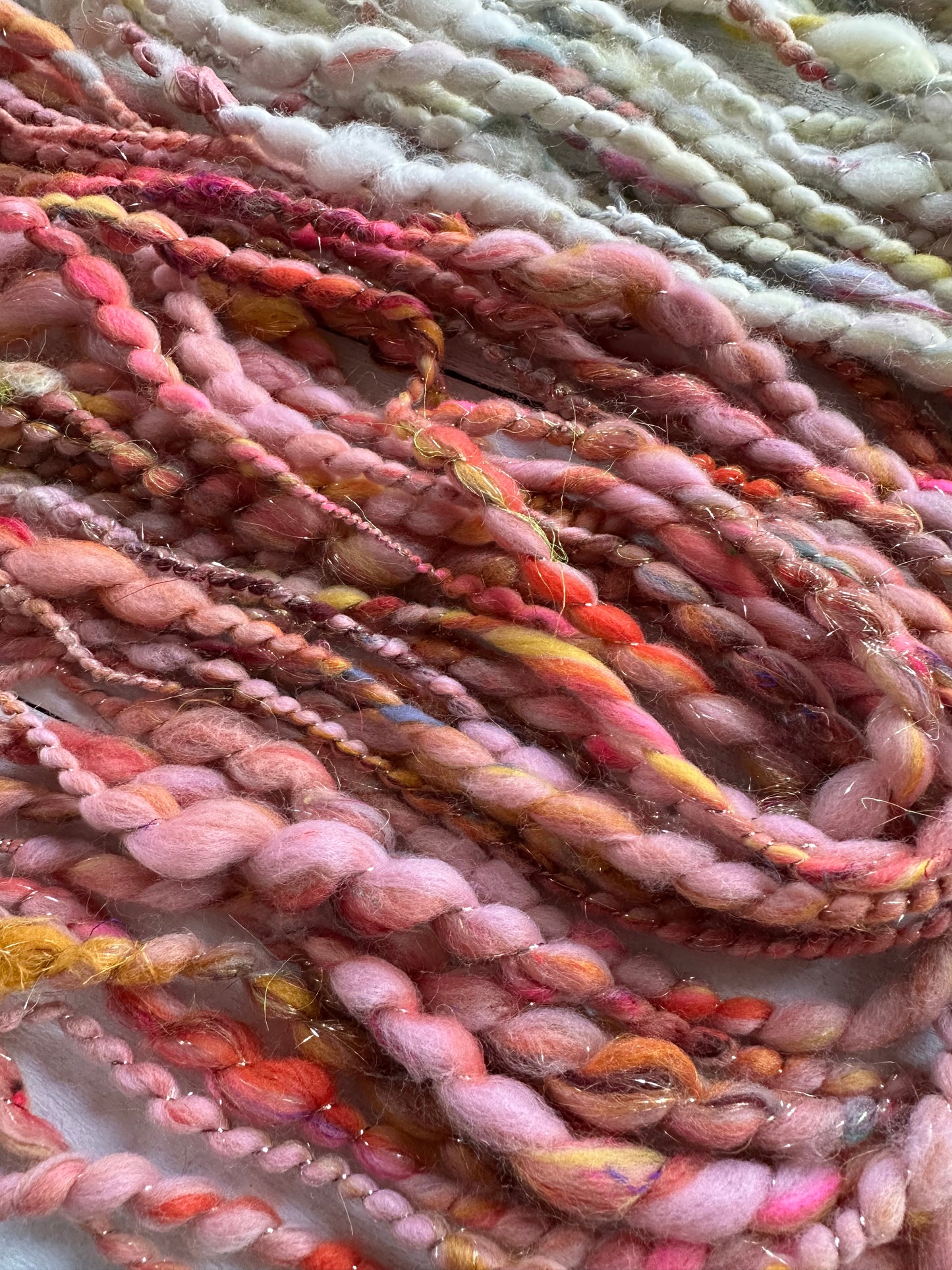 Handspun Art Yarn for Knitting Crocheting Weaving (Sunset)