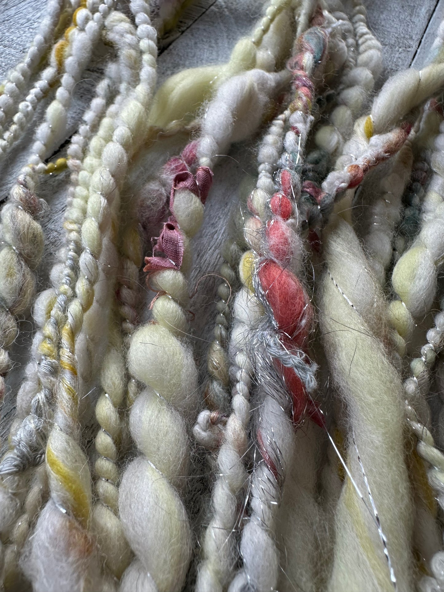 Handspun Art Yarn for Knitting Crocheting Weaving (Butter)