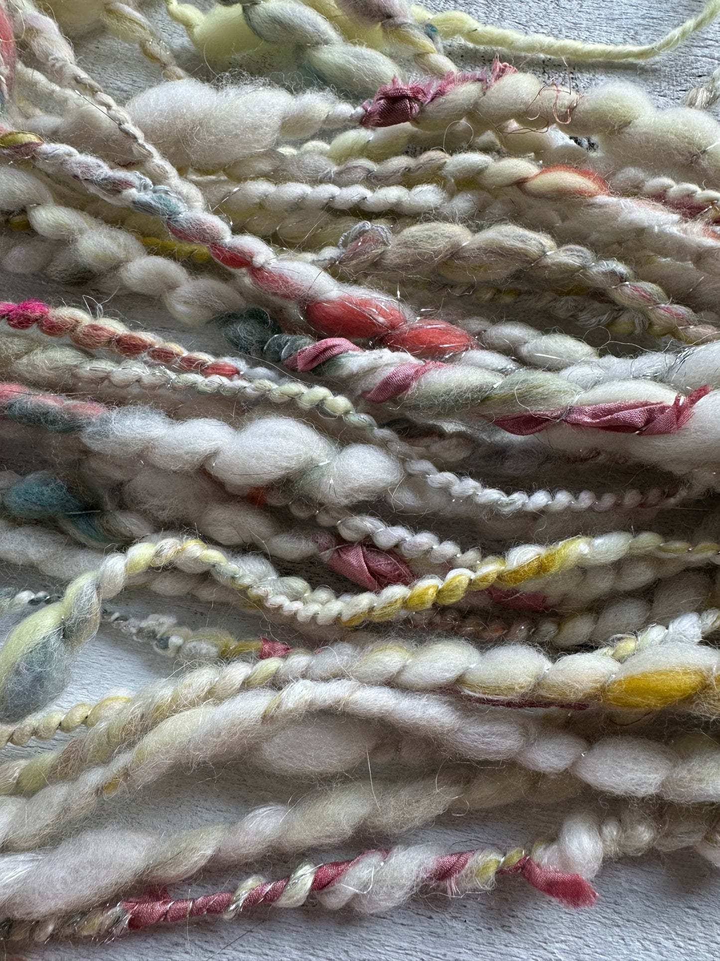 Handspun Art Yarn for Knitting Crocheting Weaving (Butter)