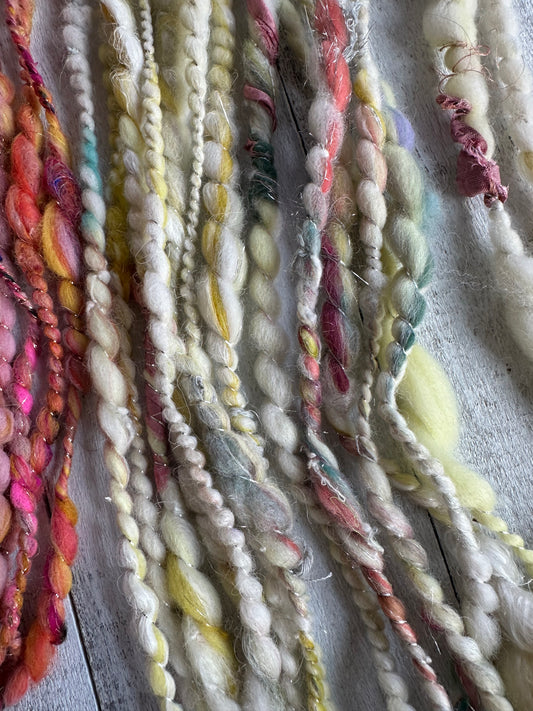 Handspun Art Yarn for Knitting Crocheting Weaving (Butter)