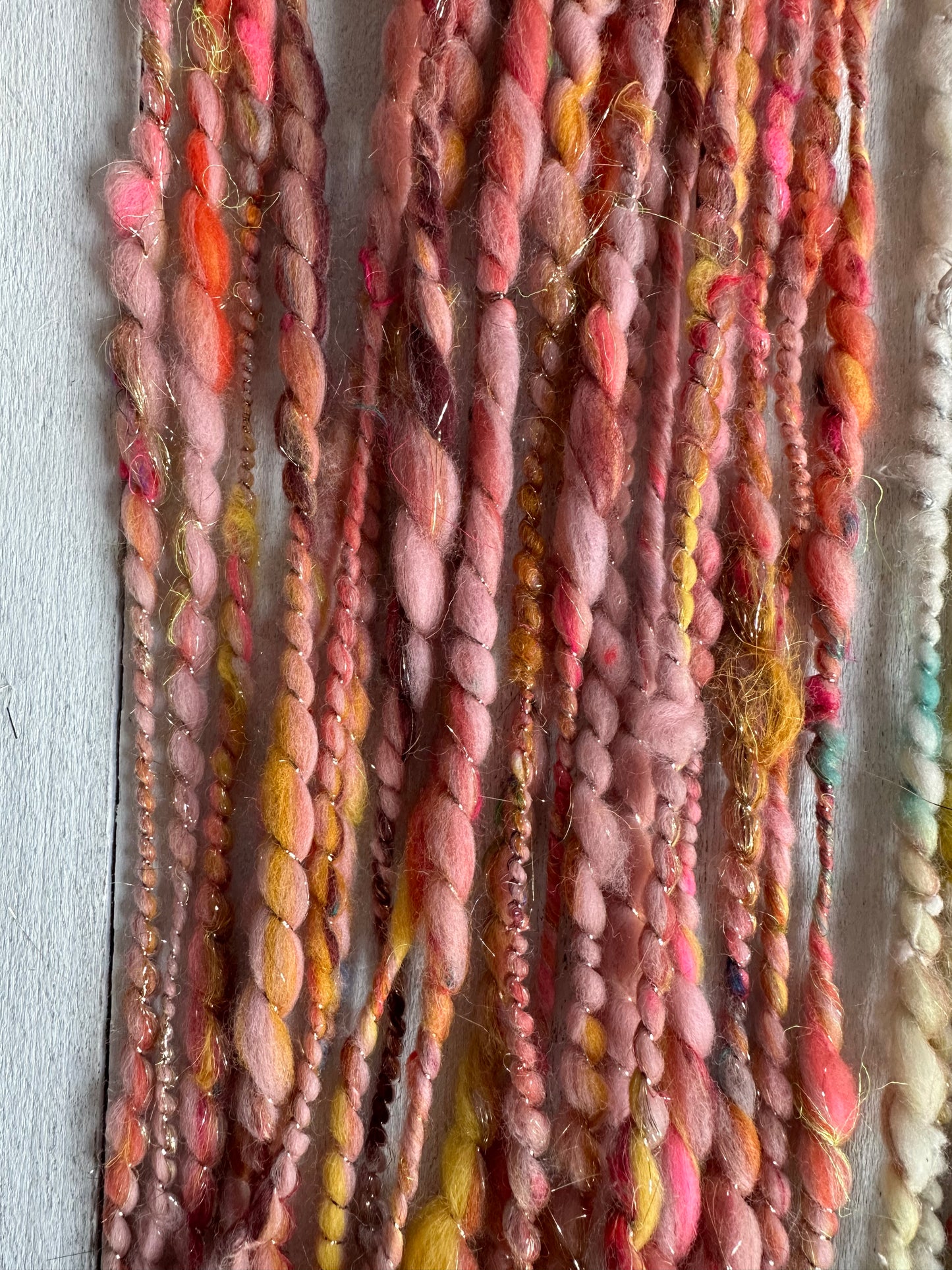 Handspun Art Yarn for Knitting Crocheting Weaving (Sunset)