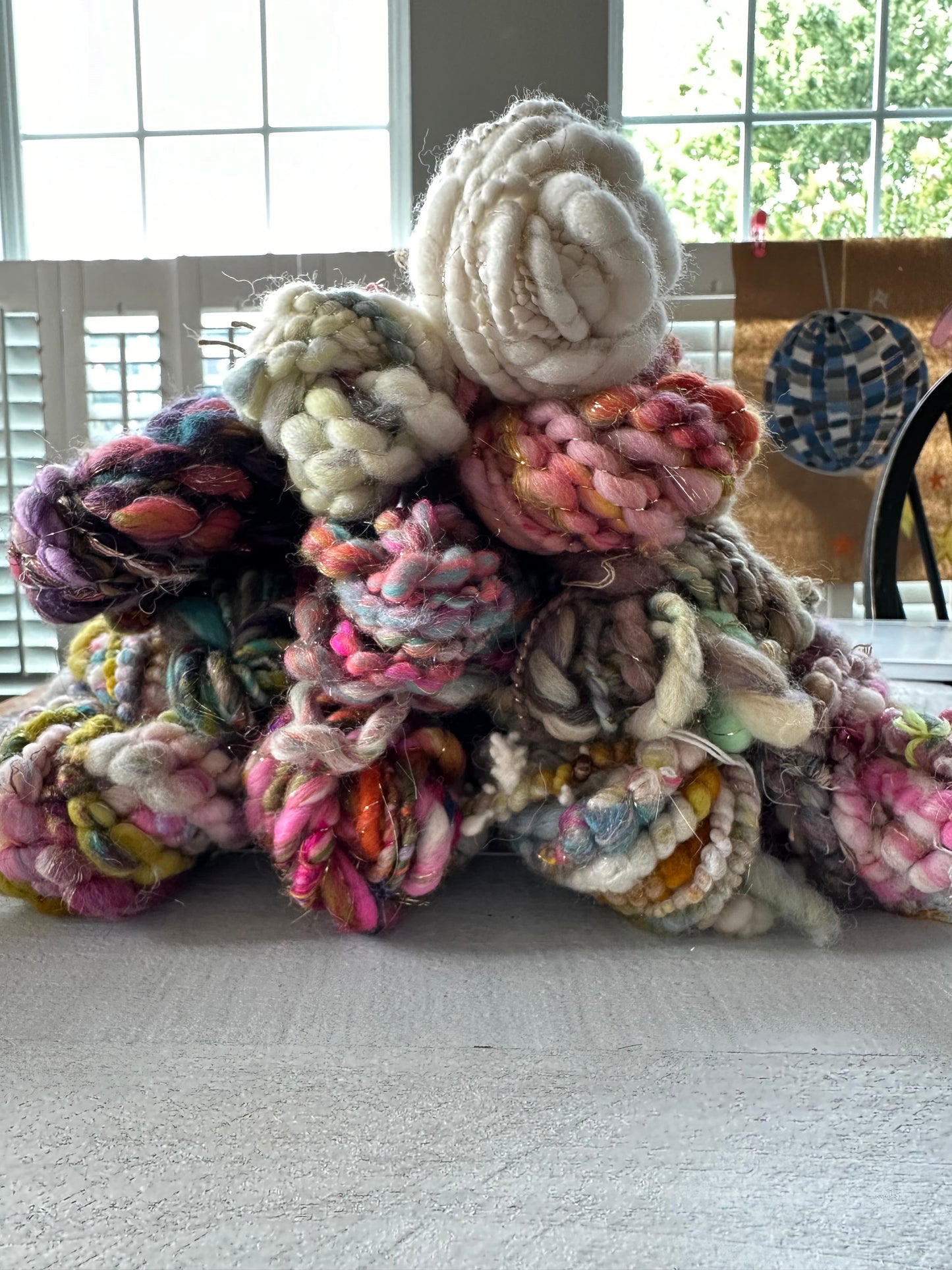 Handspun Art Yarn for Knitting Crocheting Weaving (Flower Power)