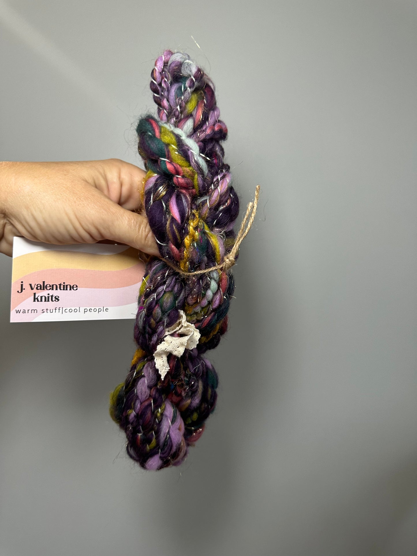 Handspun Art Yarn for Knitting Crocheting Weaving (Eggplant)