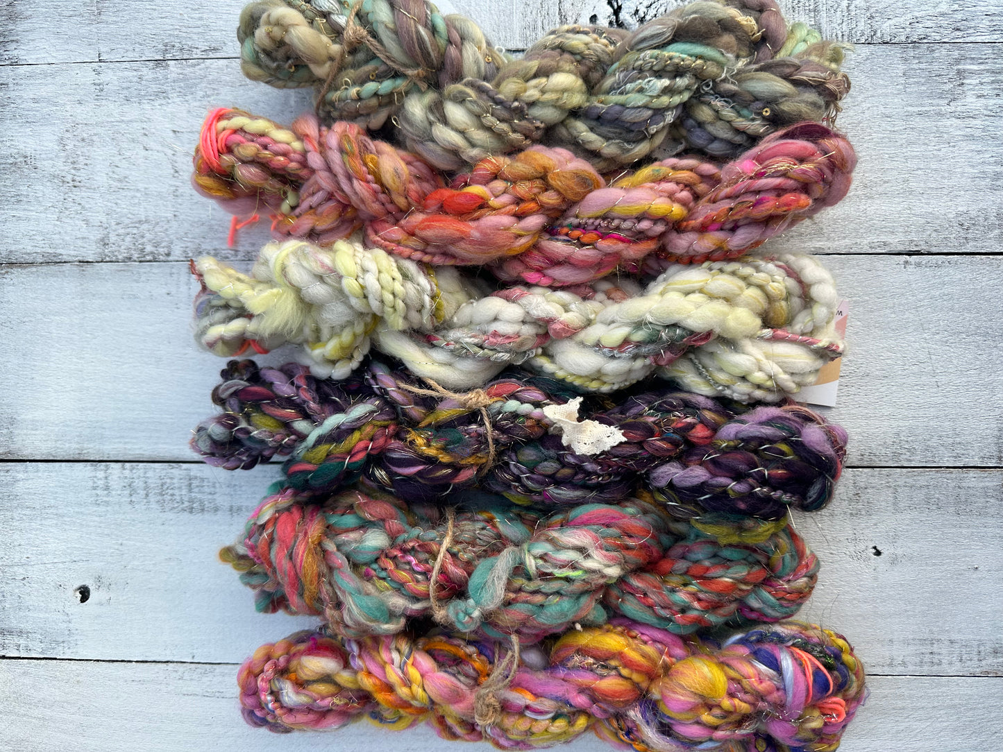 Handspun Art Yarn for Knitting Crocheting Weaving (Boho Lav)