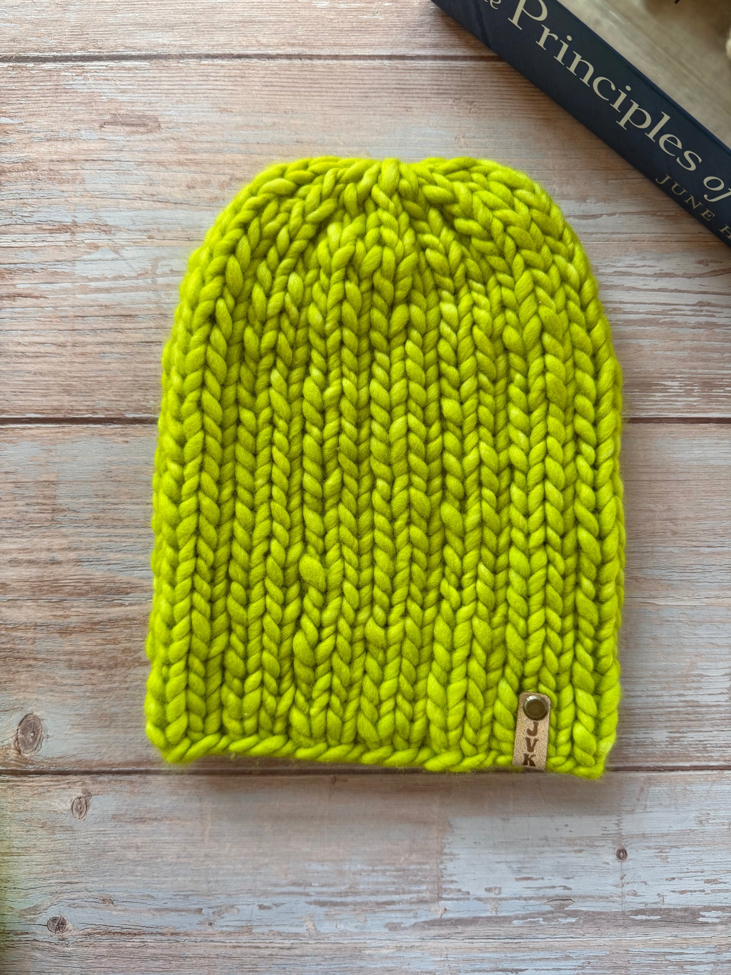 Hand Knit Merino Wool Beanie Green Apple
