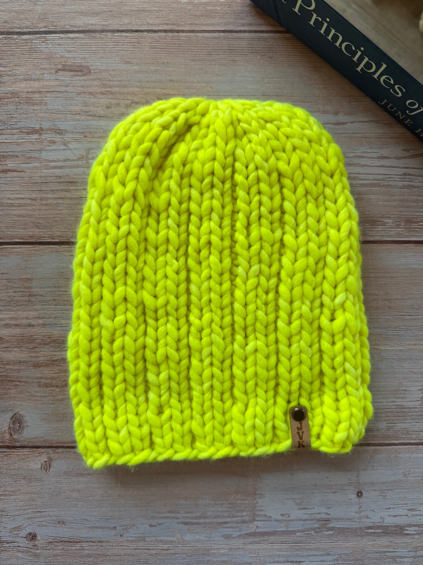 Hand Knit Merino Wool Beanie Neon