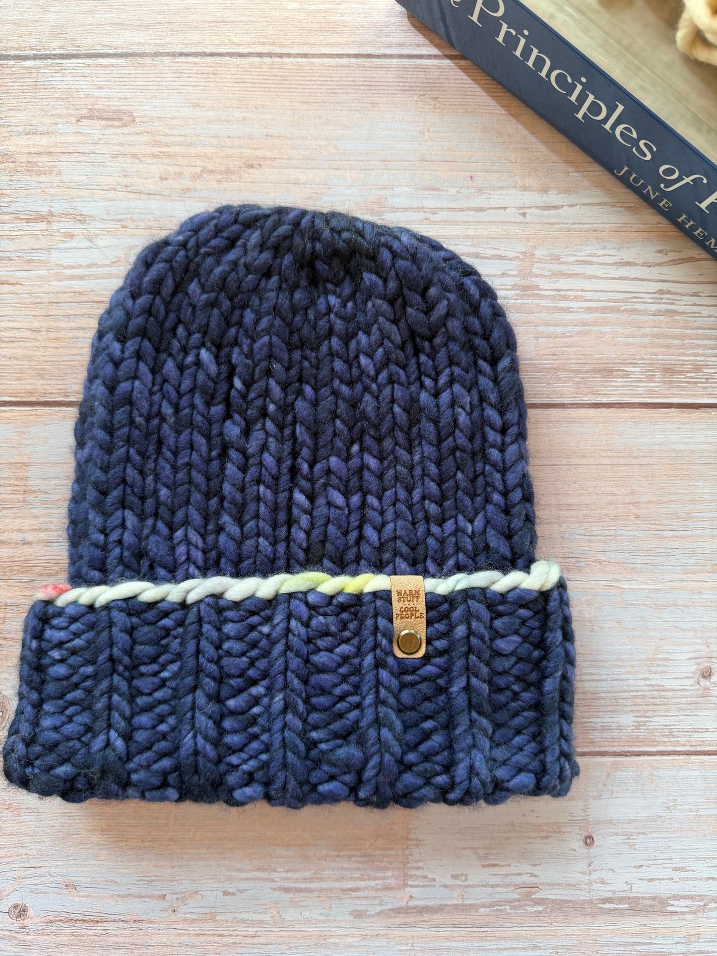 Hand Knit Merino Wool Beanie Navy Baby