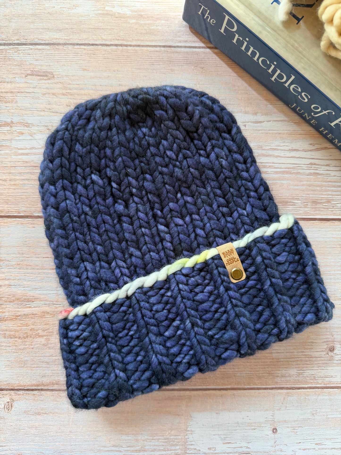 Hand Knit Merino Wool Beanie Navy Baby