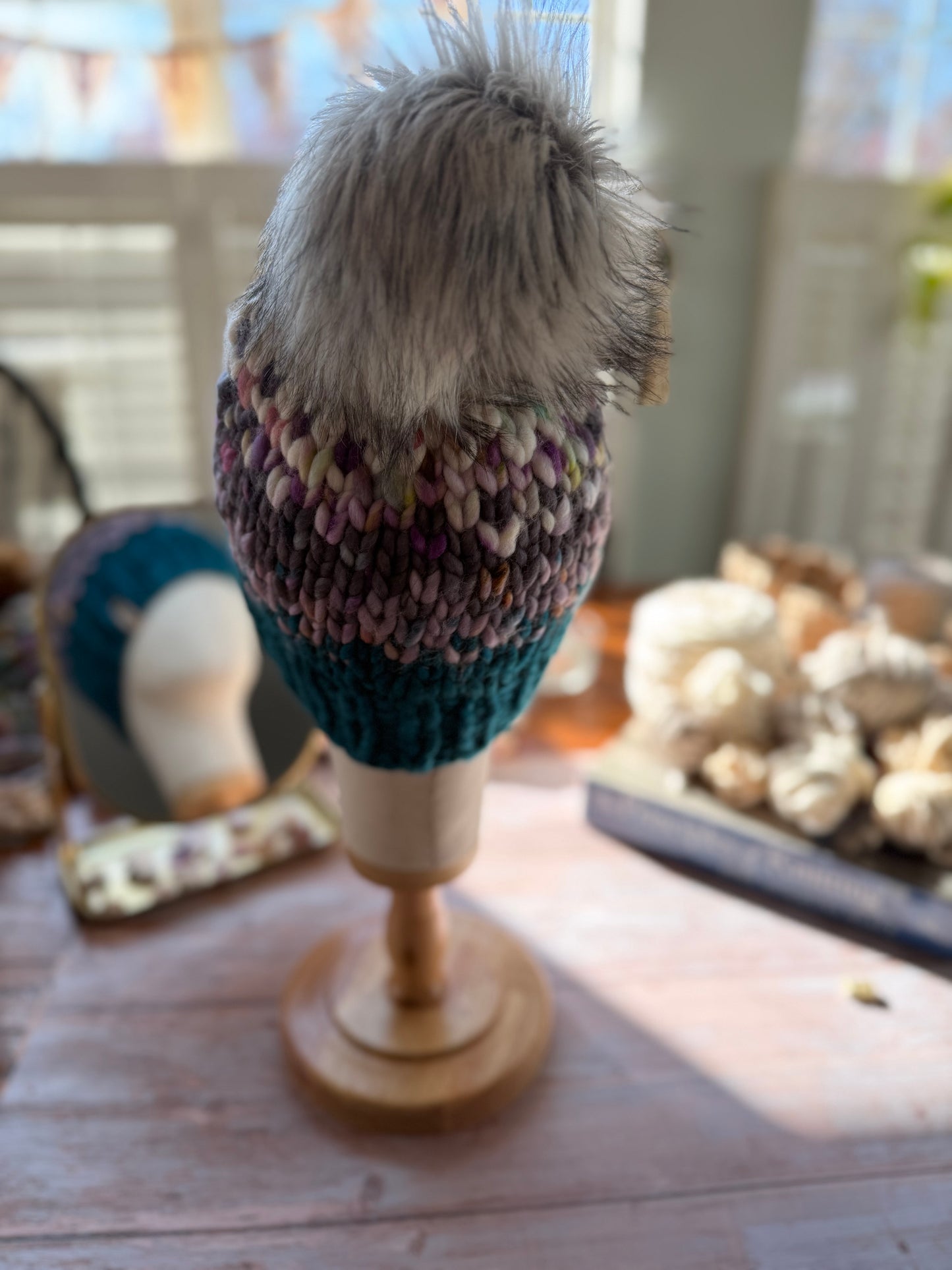 Hand Knit Merino Wool Fair Isle Chunky Beanie