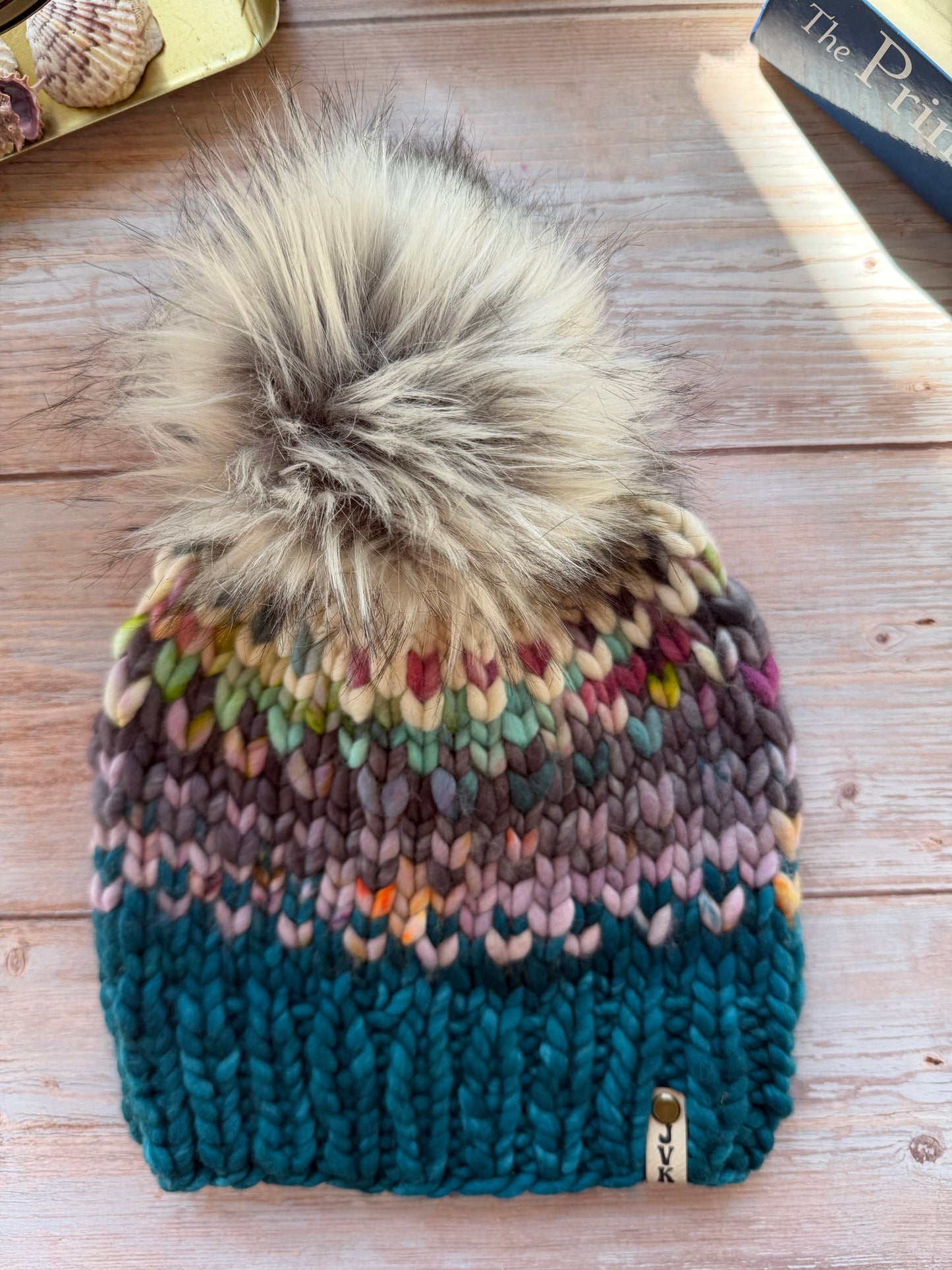 Hand Knit Merino Wool Fair Isle Chunky Beanie