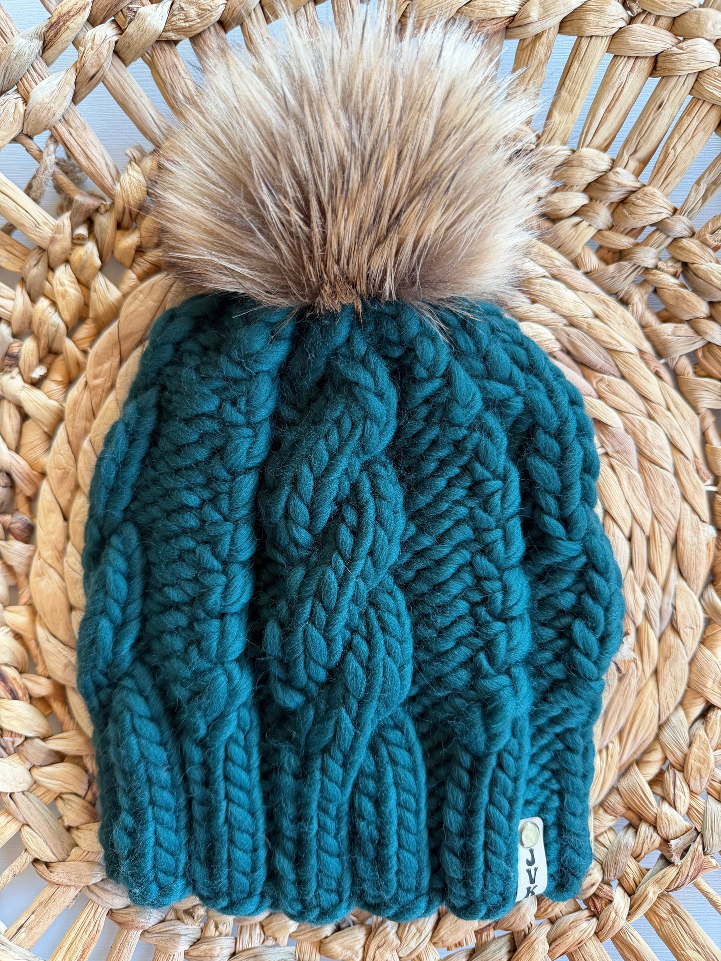 Cable Knit OG Wool Hat- FOREST