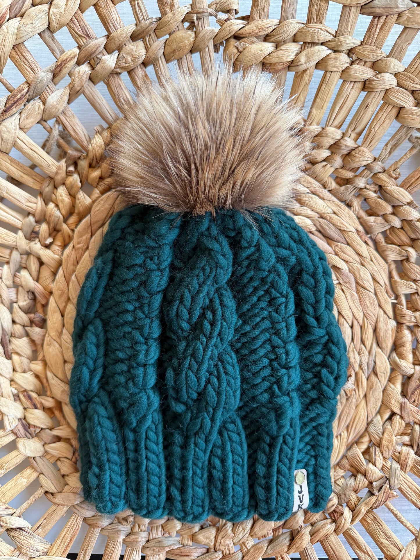Cable Knit OG Wool Hat- FOREST