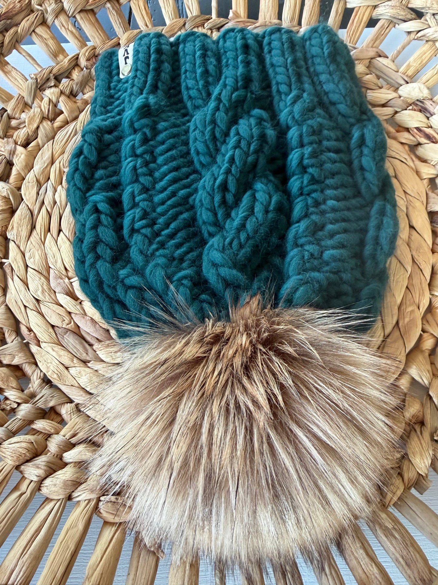 Cable Knit OG Wool Hat- FOREST