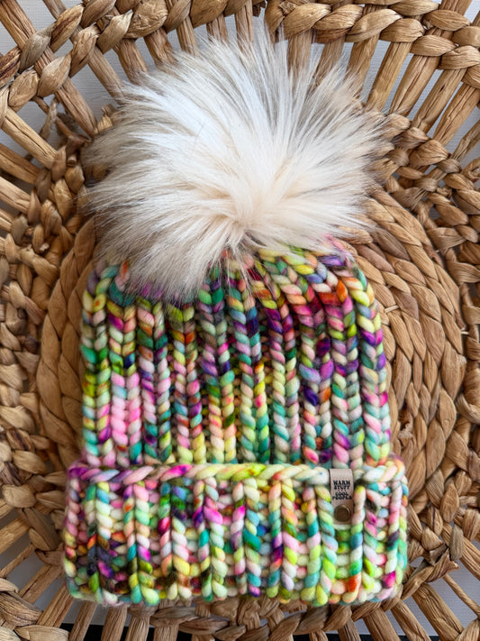 Hand Knit Merino Wool Double Brim Beanie