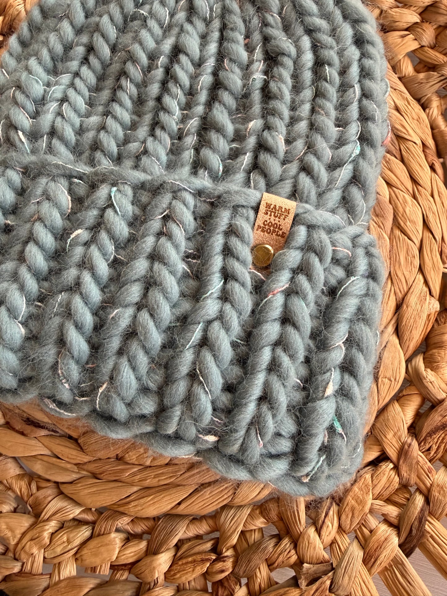 Chunky Double Brim Wool Beanie- LEAD