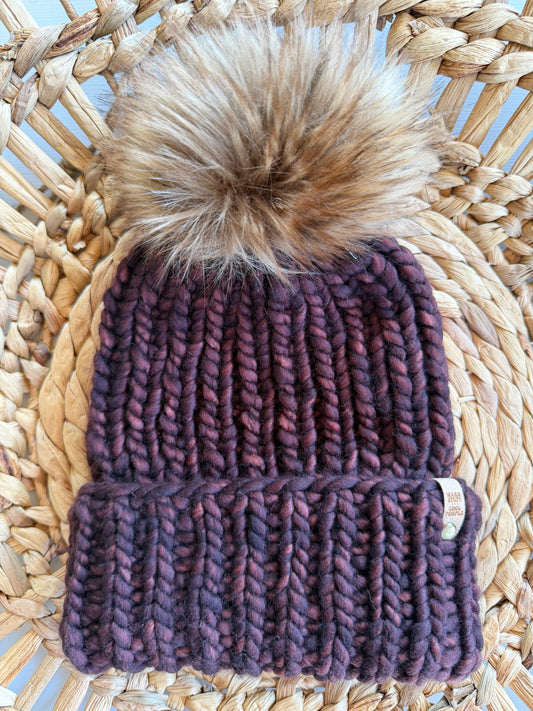 Hand Knit Merino Wool Double Brim Beanie