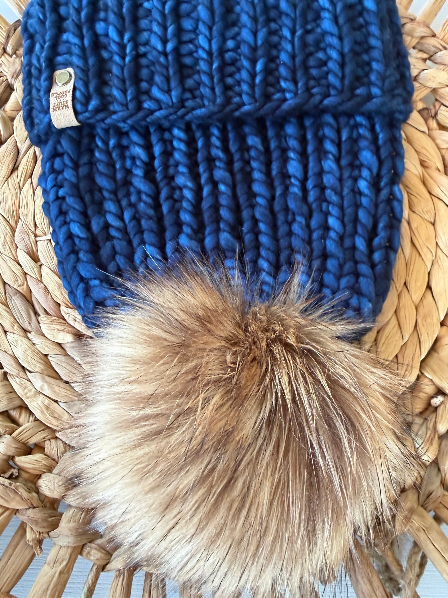 Hand Knit Merino Wool Double Brim Beanie