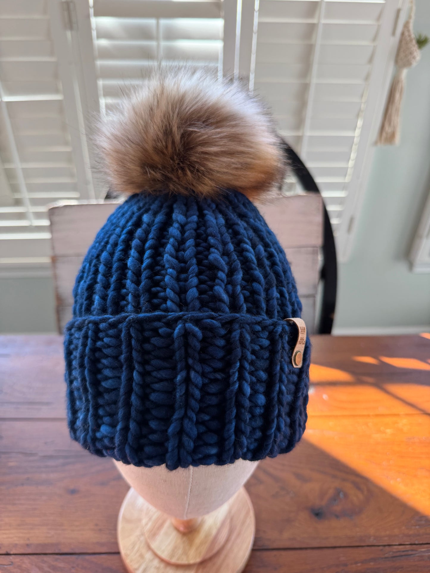Hand Knit Merino Wool Double Brim Beanie