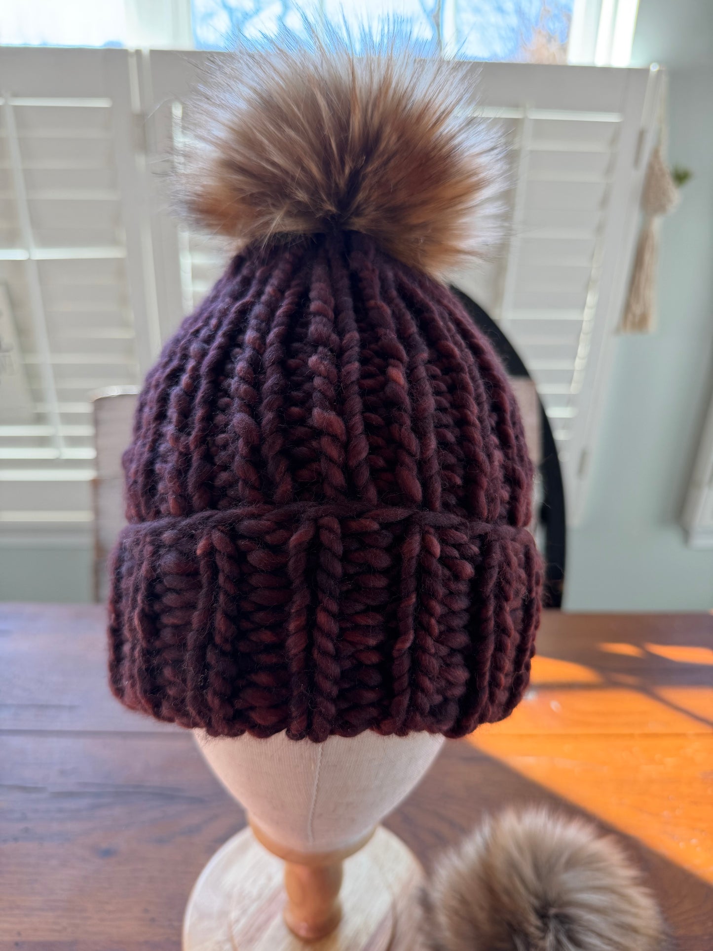 Hand Knit Merino Wool Double Brim Beanie
