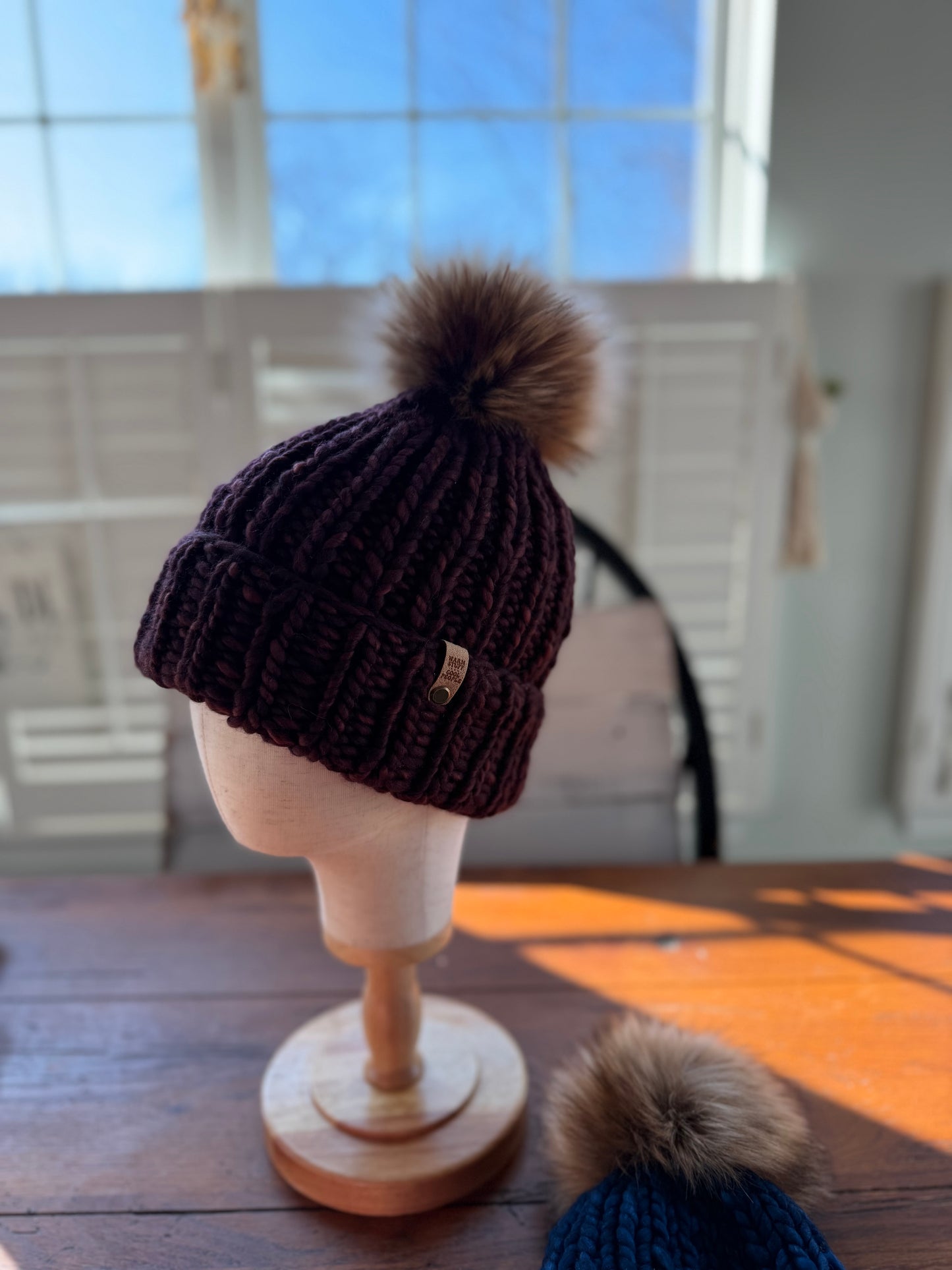 Hand Knit Merino Wool Double Brim Beanie