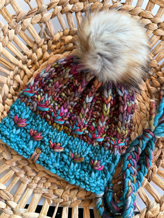 Hand Knit Luxury Beanie Split Brim Hood Style