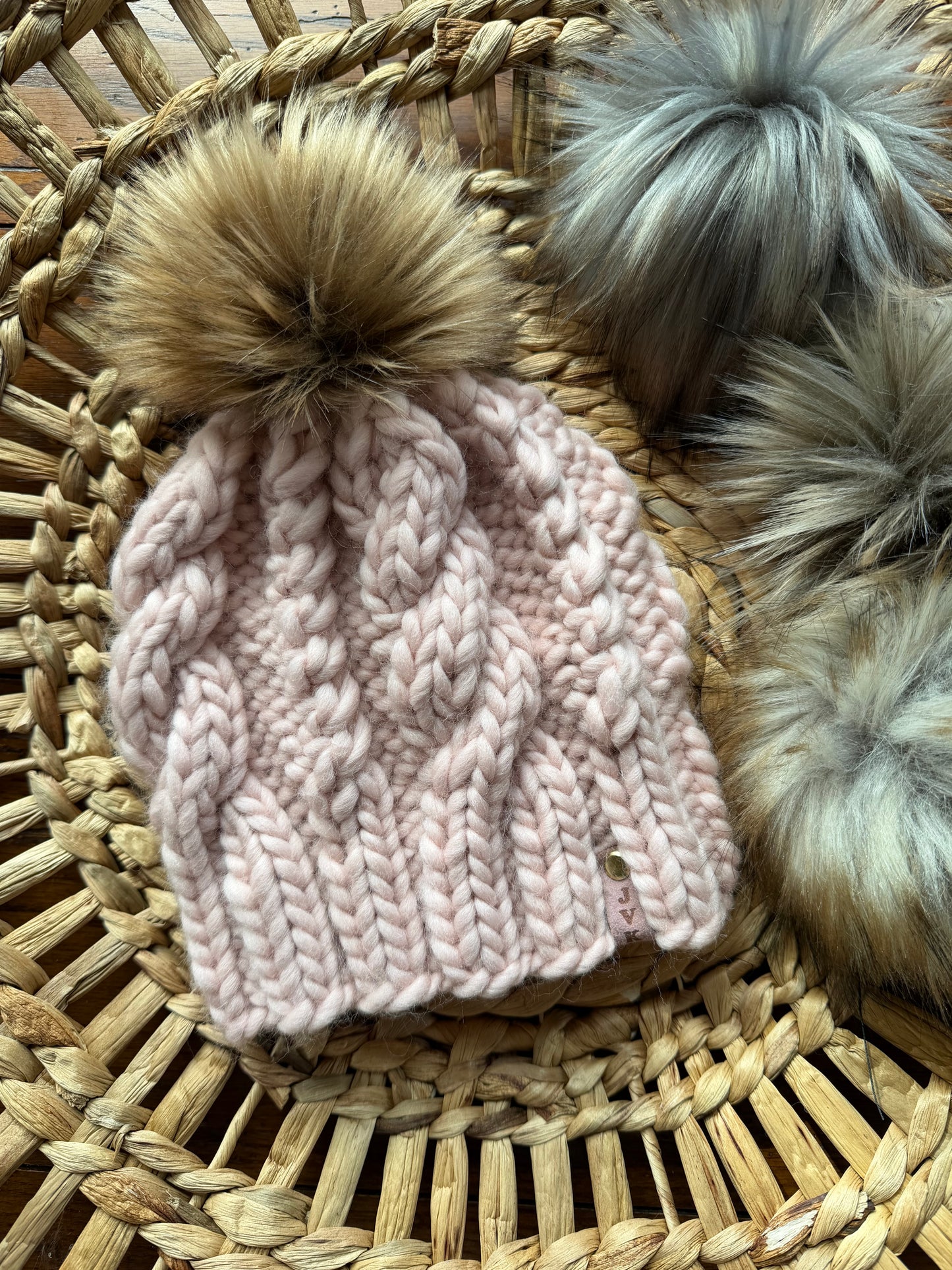 Cable Knit OG Wool Hat- Pink