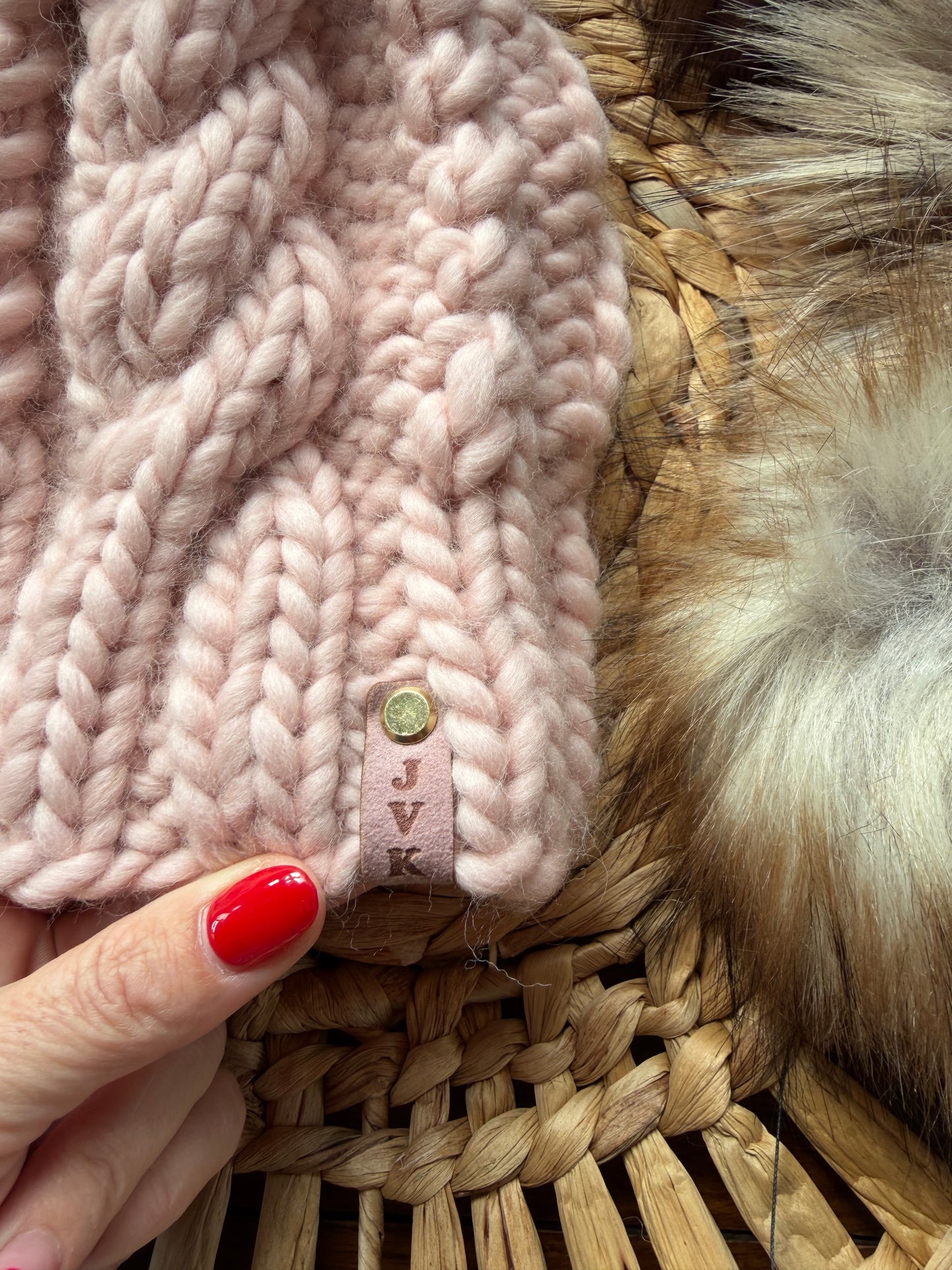 Cable Knit OG Wool Hat- Pink