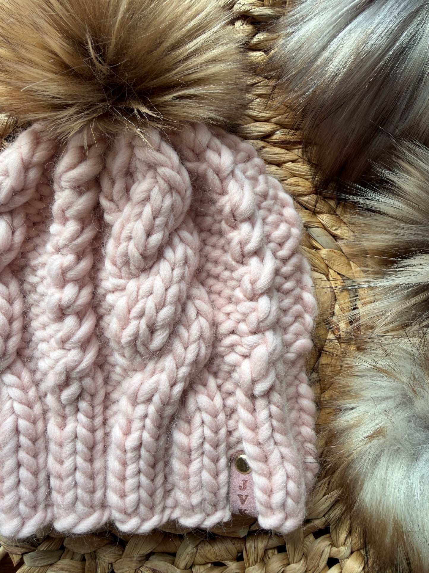 Cable Knit OG Wool Hat- Pink