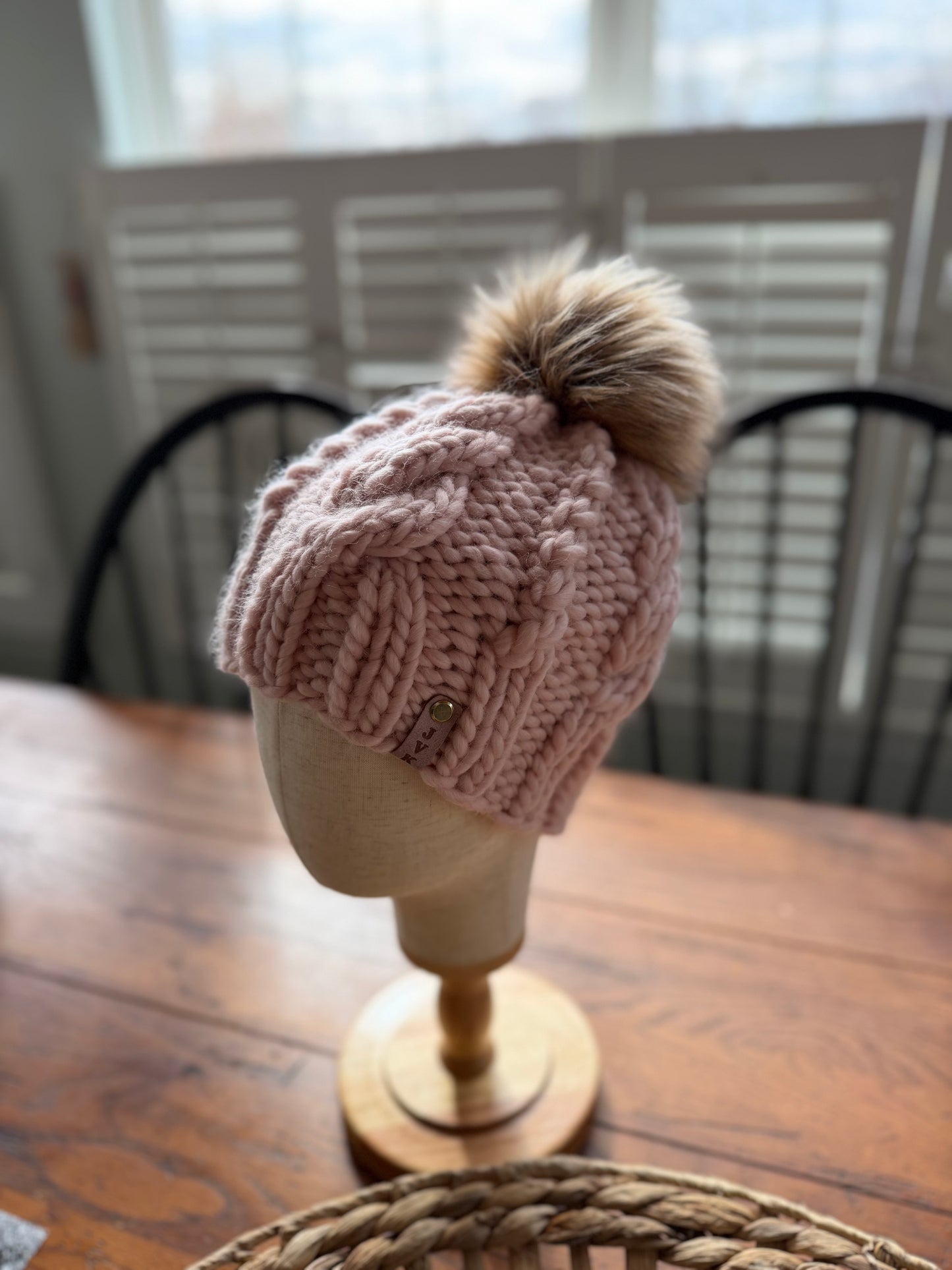 Cable Knit OG Wool Hat- Pink