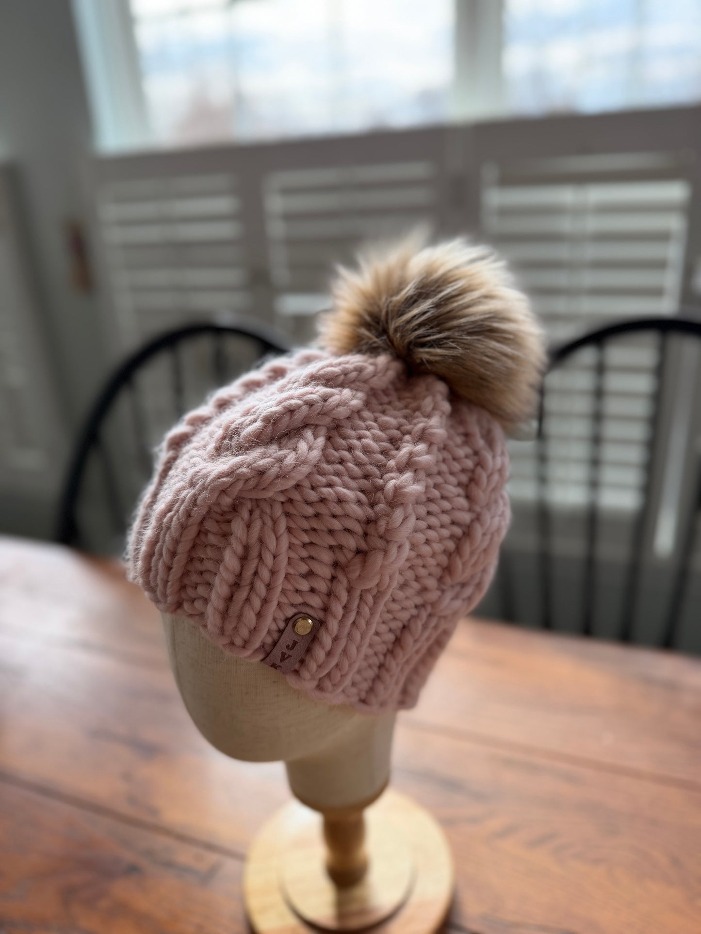 Cable Knit OG Wool Hat- Pink