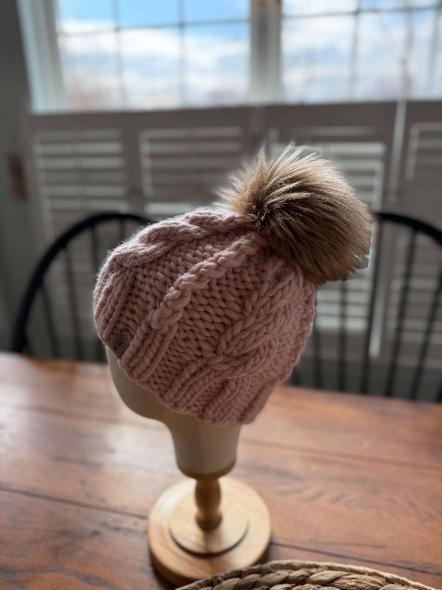 Cable Knit OG Wool Hat- Pink