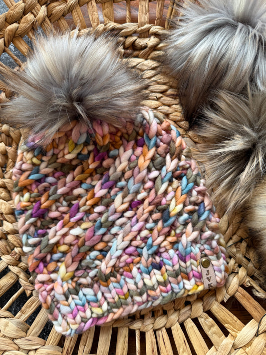 Hand Knit Merino Wool Chunky Beanie