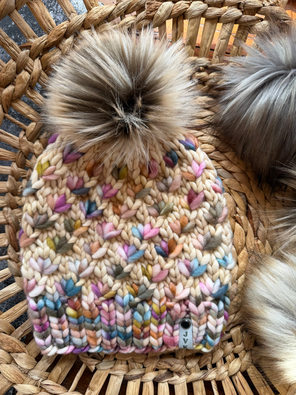 Hand Knit Merino Wool Lotus Flower Beanie
